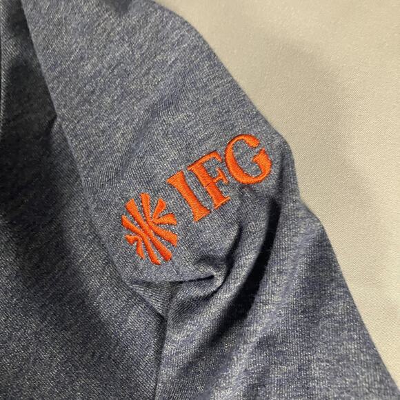 Travis Mathew Pullover Mens Large Blue Quarter Zip IFG Logo Golf Stretch Pockets - Picture 6 of 12